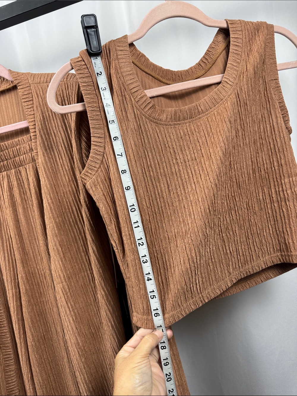 NWT 3 Piece Ribbed Knit Matching Set Duster Tank Wide Leg Pants L - Picture 7 of 12